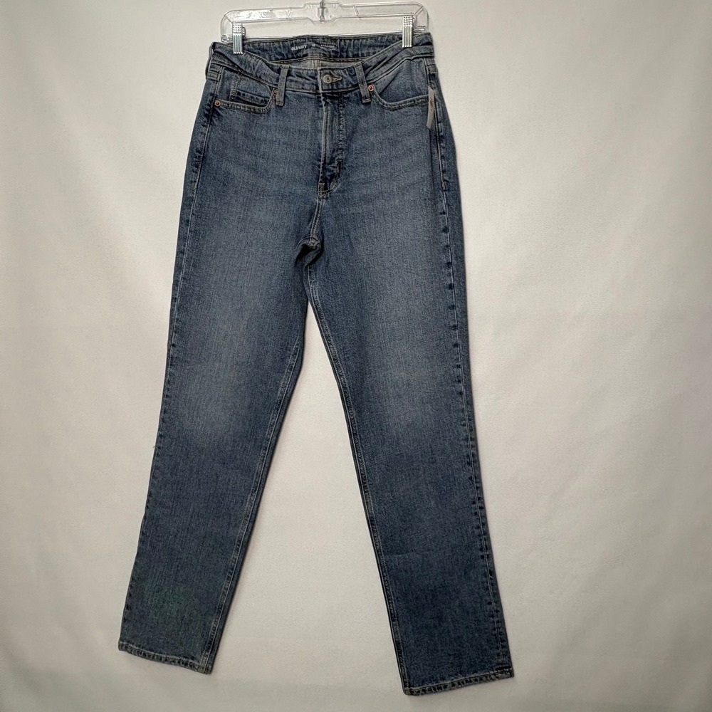 Old Navy Extra High Rise Straight Leg Jeans Blue 10 Tall Secret Smooth Pockets